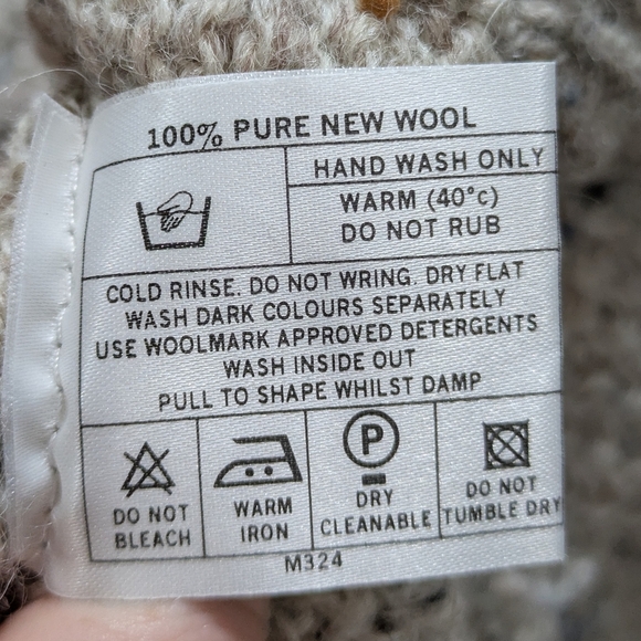 Highland Home Industries Cream Tan Wool Button Up Cardigan Sweater XL - Picture 8 of 9